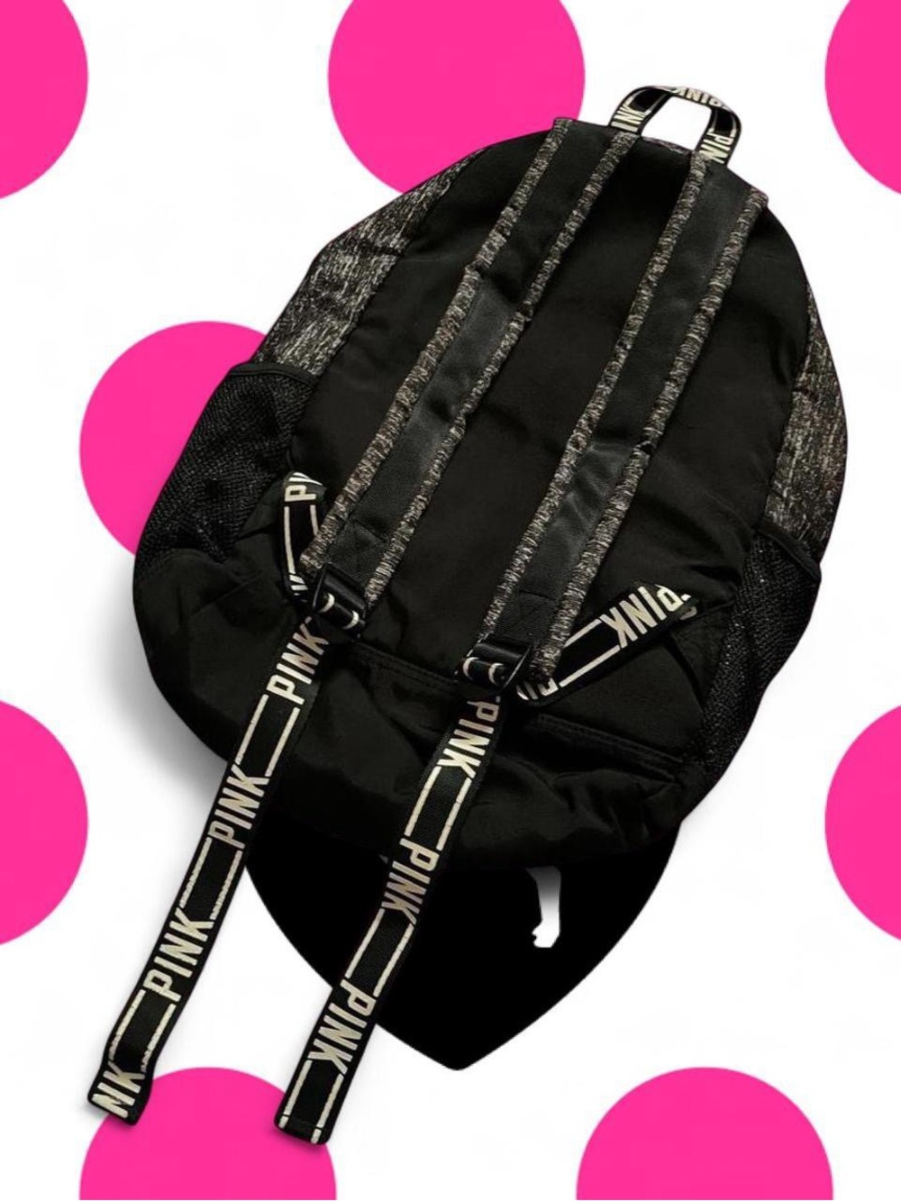 Victoria’s Secret PINK • Black / Heather Grey Backpack PINK Logo straps